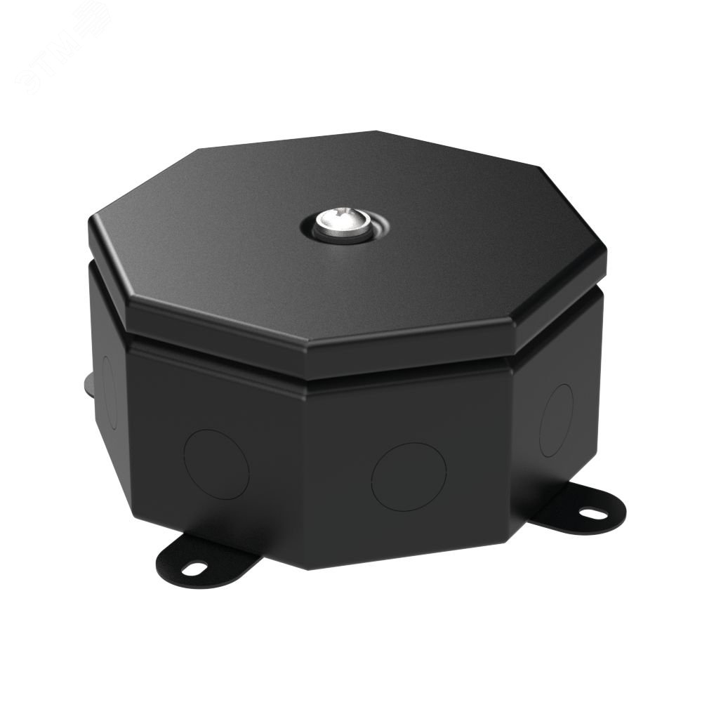 Изображение товара Металлическая коробка Октагон черная 130х130х63 для электромонтажа