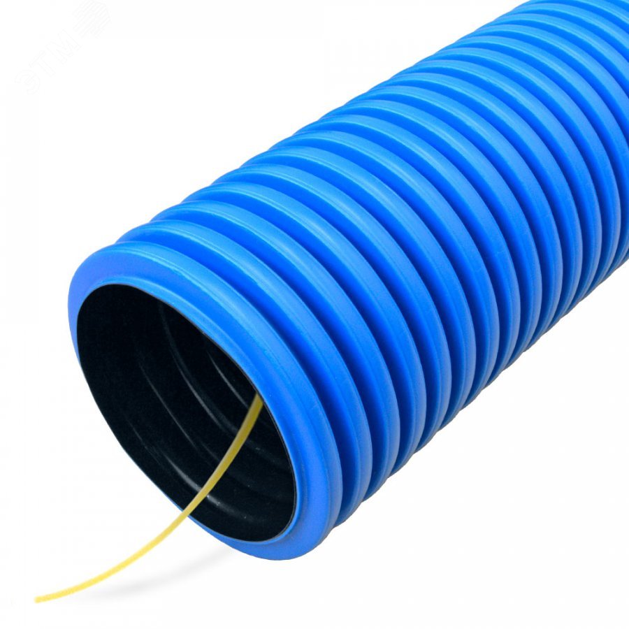 Труба гофрированная двустенная ПНД жесткая тип 750 (SN8) синяя д200 5,7м (11,4м/уп) PR15.0246 Промрукав