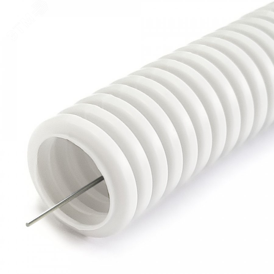 Труба гофрированная ПЛЛ легкая безгалогенная (HF) негорючая (НГ) белая с/з d20 мм (50м/уп) PR02.0331 Промрукав - превью