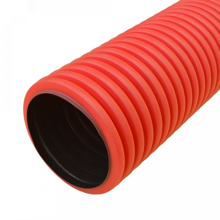 Труба гофрированная двустенная ПНД жесткая тип 750 (SN8) красная д200 6м (12м/уп) PR15.0188 Промрукав