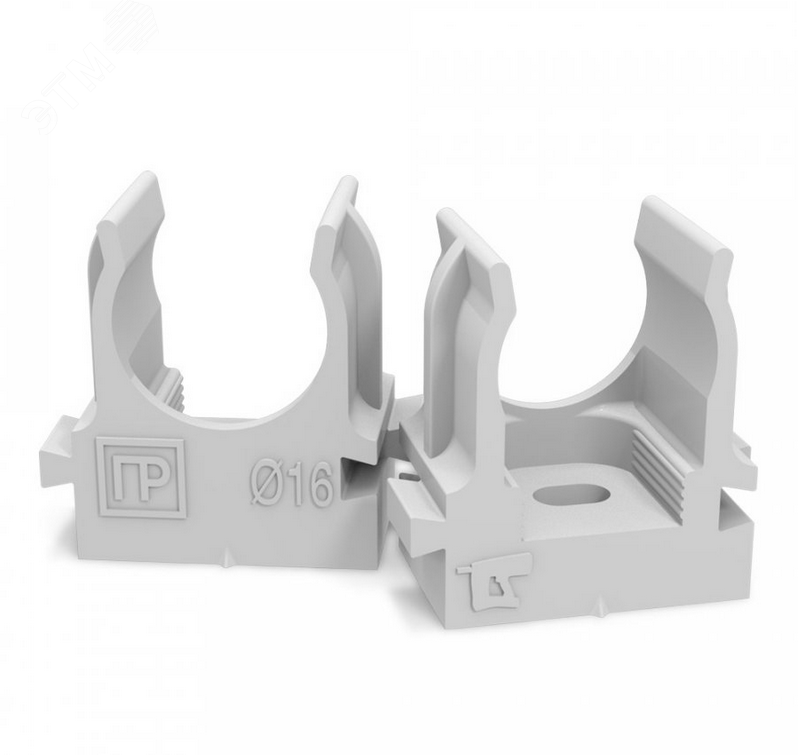 Изображение товара Крепеж-клипса для труб атмосферостойкая для монтажного пистолета серая в п/э d25 мм (100шт/700шт уп/кор) Промрукав (шт)