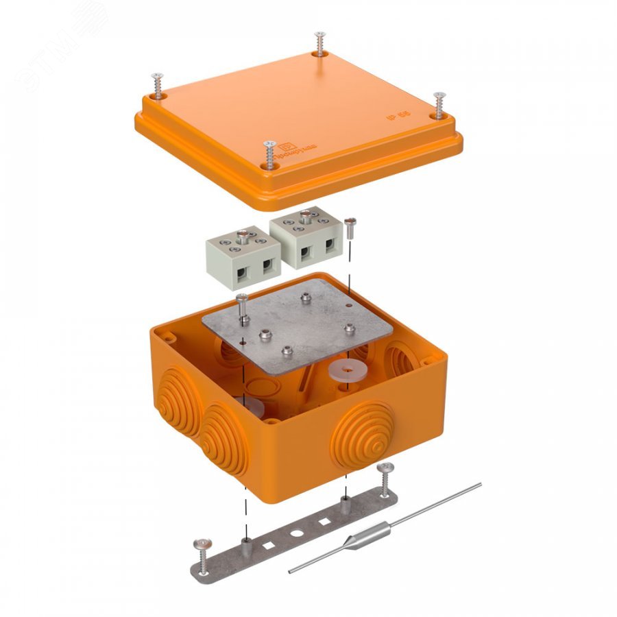 Изображение товара Коробка огнестойкая для о/п 40-0300-FR6.0-4-П Е15-Е120 с термопредохранителем 100х100х50 RAL2004 Промрукав (17 шт/уп) (шт)