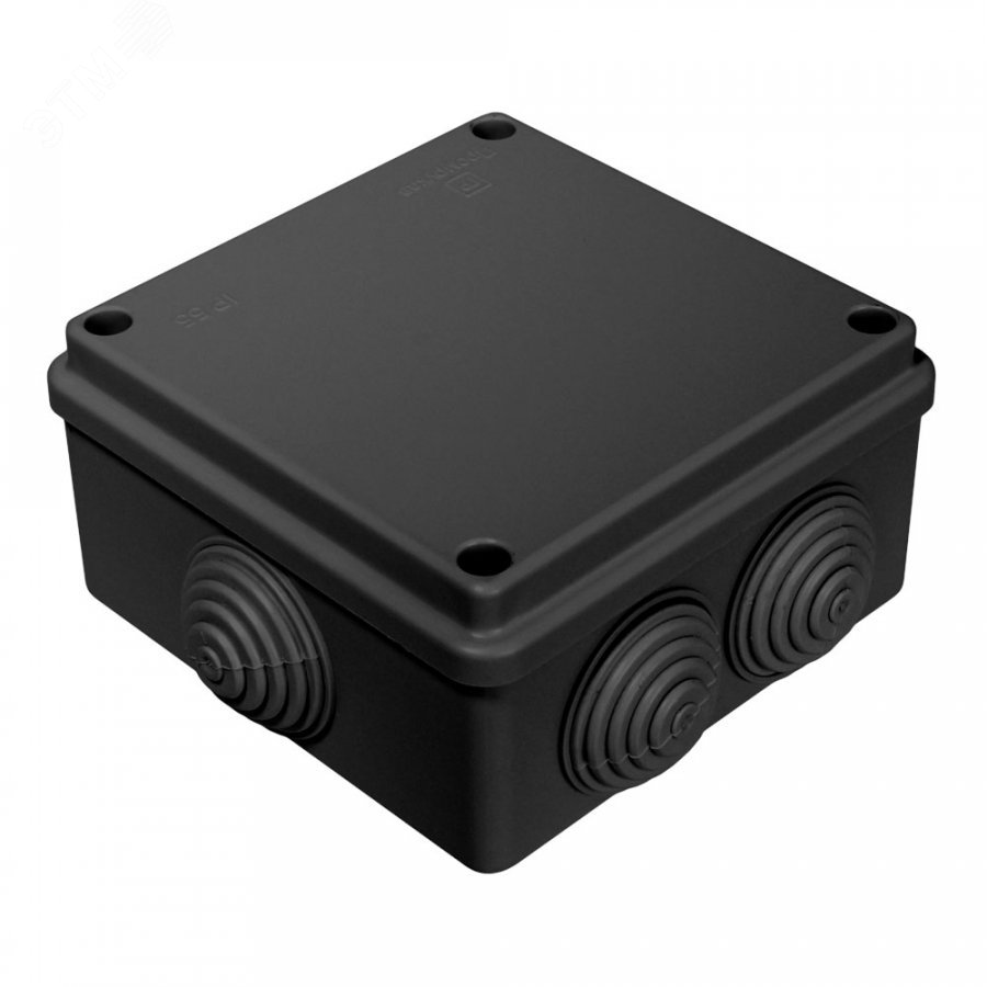 Коробка распределительная для о/п безгалогенная (HF) черная 100х100х50 (60шт/кор) 40-0300-9005 Промрукав - превью 2