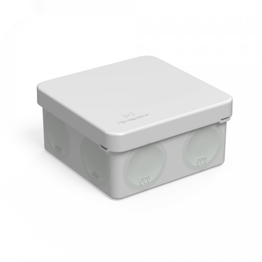 Изображение товара Коробка распределительная 60-0210м для прямого монтажа двухкомпонентная безгалогенная (HF) 80х80х40 (8шт/уп) Промрукав (шт)