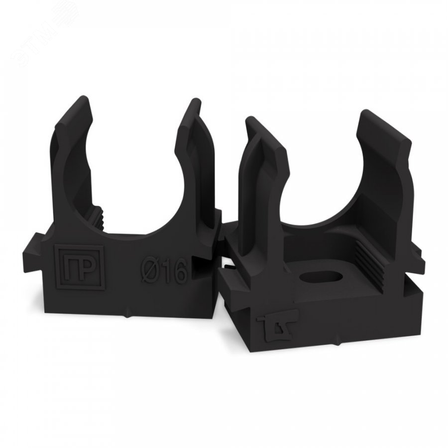 Изображение товара Крепеж-клипса для труб для прямого монтажа черная в гофроящике d16 мм (1400шт/кор) (шт)