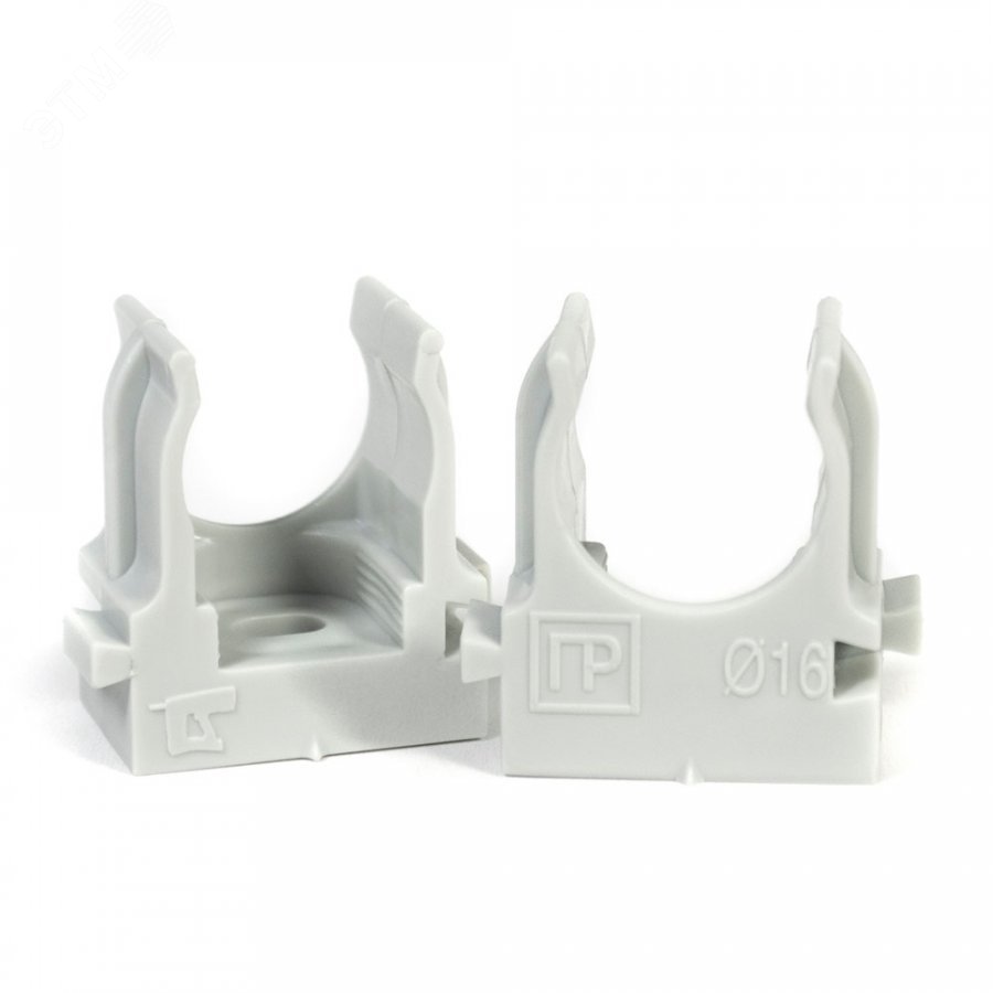 Изображение товара Крепеж-клипса для труб для прямого монтажа серая в гофроящике d16 мм (1400шт/кор) (шт)