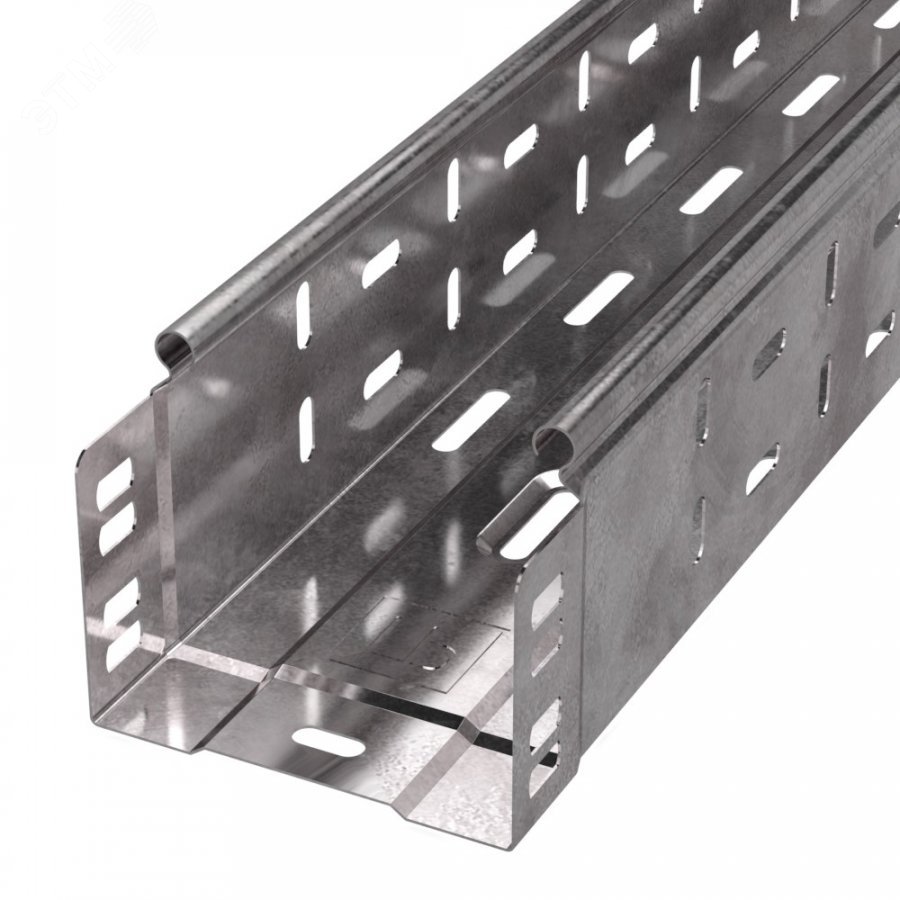 Изображение товара Перфорированный металлический лоток Стандарт 100х80х3000 со сплошной перфорацией и соединением папа