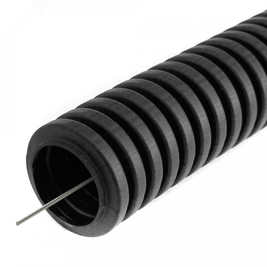 Труба гофрированная ПВХ легкая черная с зондом д16 (50 м/3000 м уп/пал) PR01.0054 Промрукав - превью 2