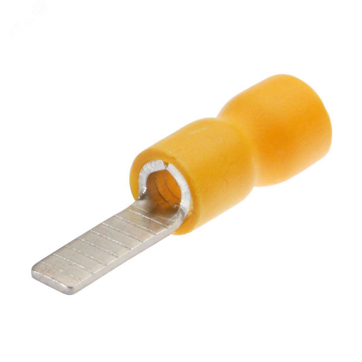 Изображение товара Наконечники штифтовые плоские изолированные с ПВХ манжетой (НШПИ) 6,0-14 желтые (100 шт/уп) (шт)