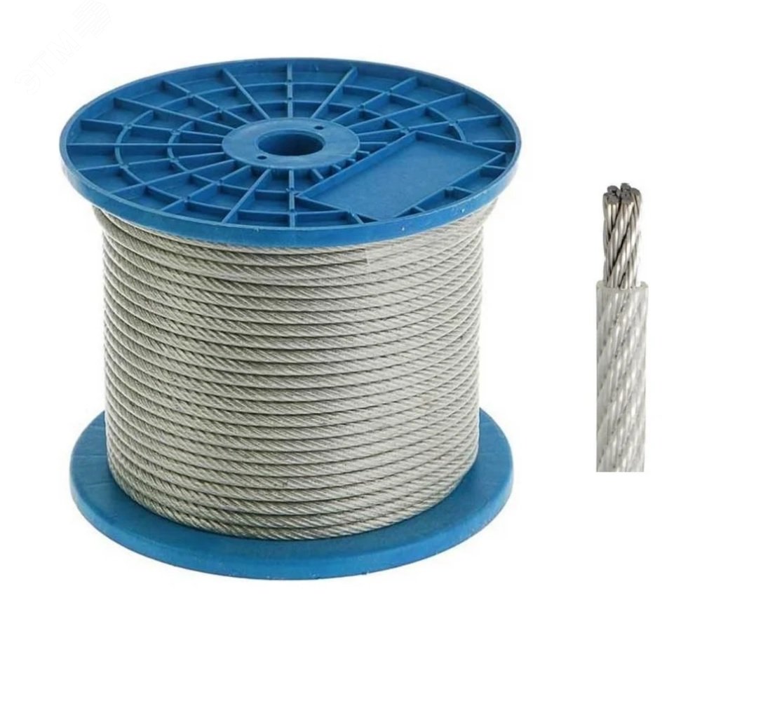 Изображение товара Трос стальной в ПВХ оплетке DIN 3055 5 мм (4/5) (200 м/уп) (м)