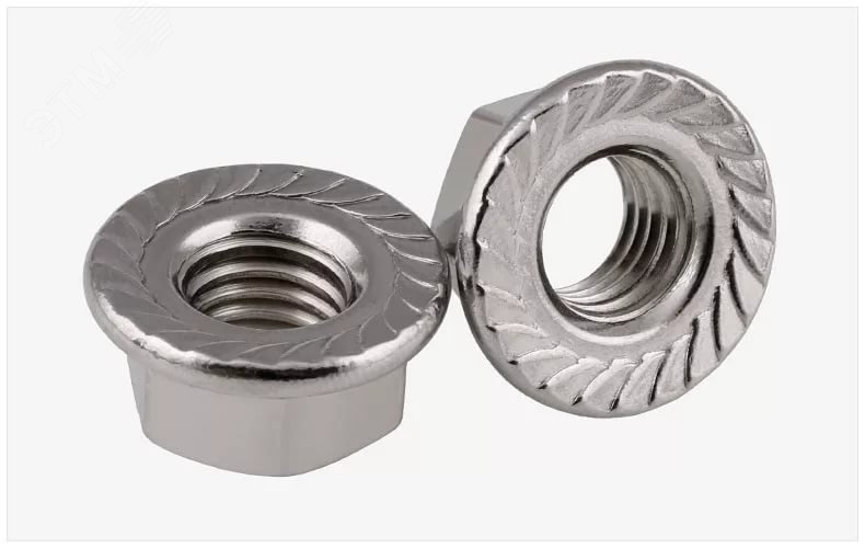 Изображение товара Гайка с насечкой оцинкованная, препятствующая откручиванию М12 (DIN 6923) (100 шт/уп) Промрукав (шт)