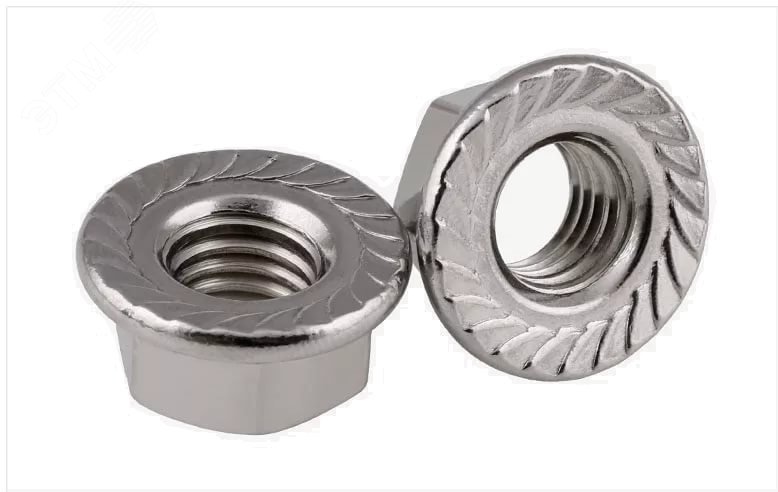 Изображение товара Гайка с насечкой, препятствующей откручиванию оцинкованная М5 (DIN 6923) (100 шт/уп) (шт)