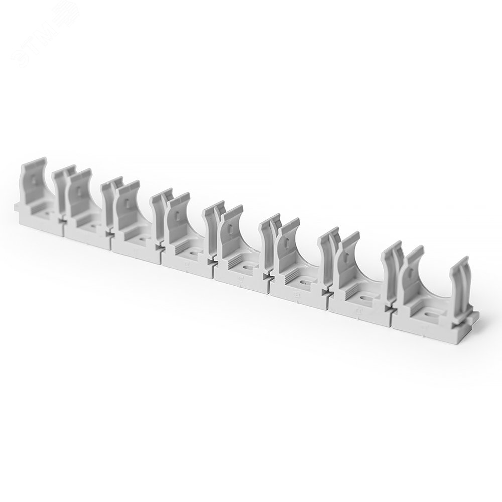 Изображение товара Крепеж-клипса для труб атмосферостойкая для прямого монтажа на 8 мест серая в п/э d20 мм (шт)