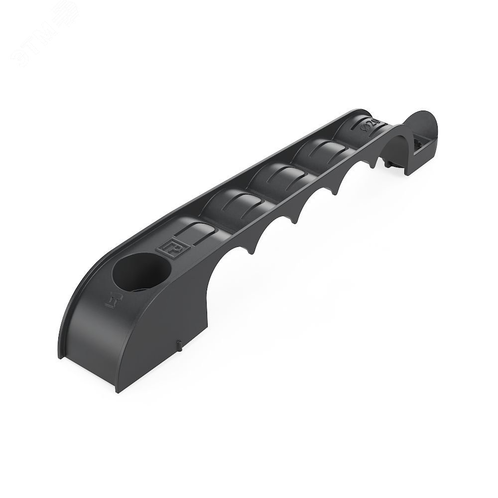 Изображение товара Держатель труб для прямого монтажа односторонний на 5 мест в гофроящике чёрный d20 (200шт/кор) (шт)