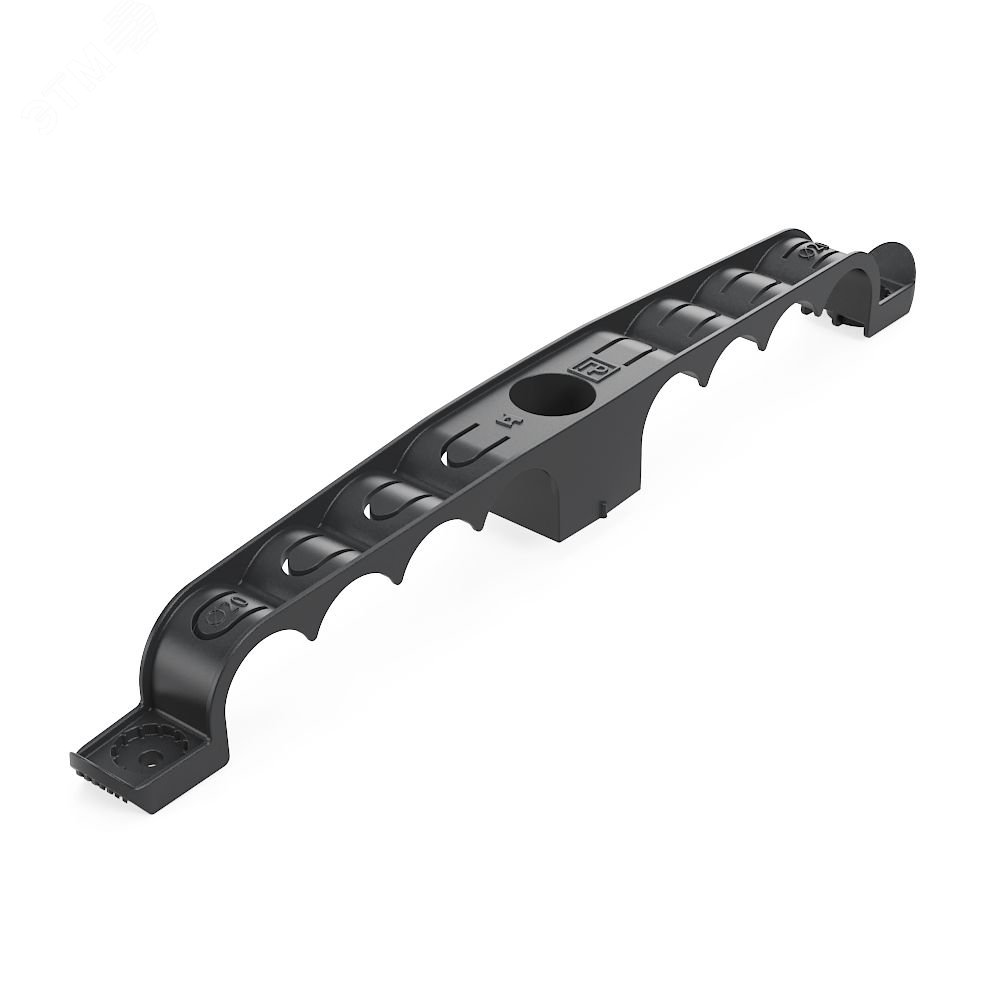 Изображение товара Держатель труб для прямого монтажа двусторонний на 8 мест в гофроящике чёрный d20 (100шт/кор) (шт)