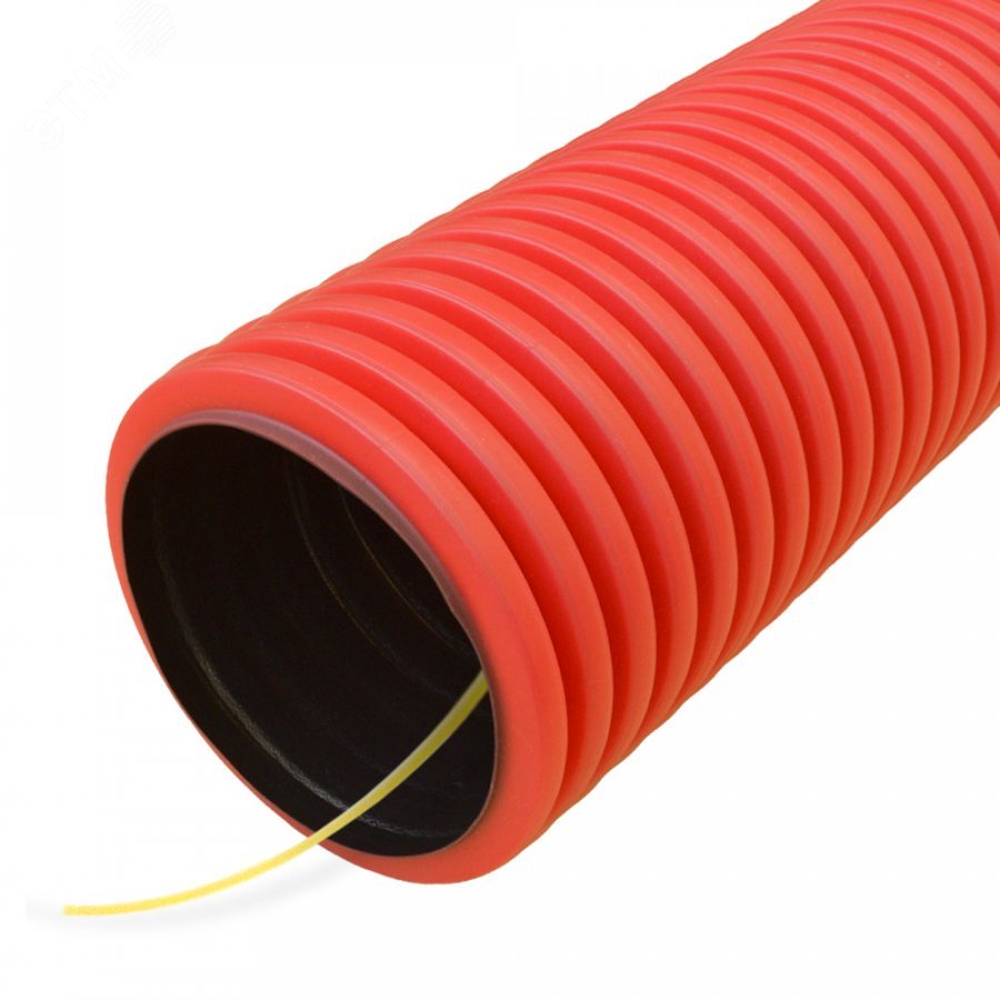 Труба гофрированная двустенная ПЭ гибкая тип 450 с зондом красная д50 (100м/уп) PR15.0021 Промрукав