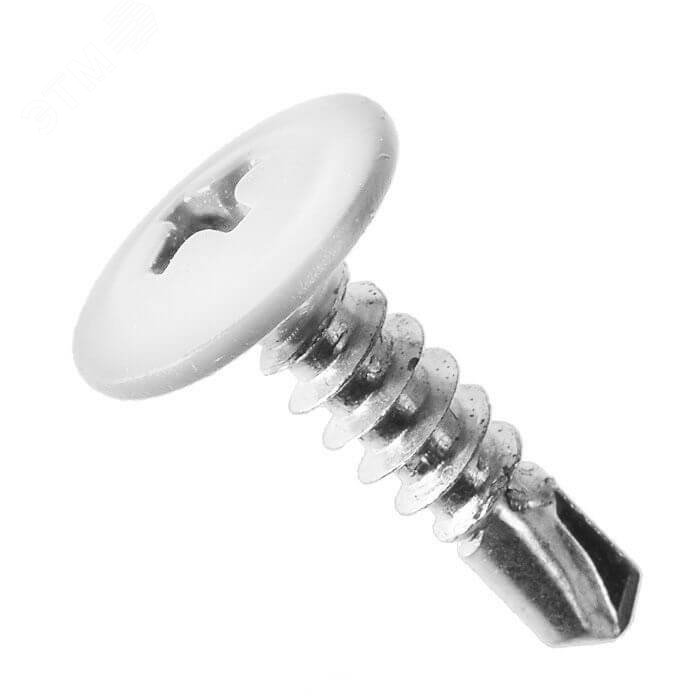 Изображение товара Саморез 4,2x32 с прессшайбой, сверло, цинк RAL 9003 Белый (шт)