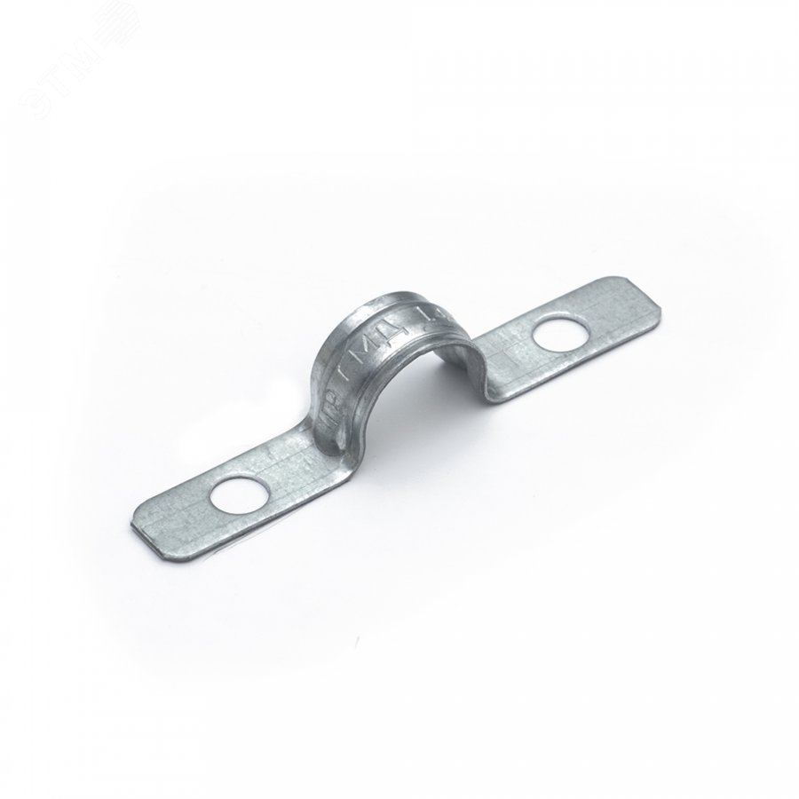 Изображение товара Скоба металлическая двухлапковая усиленная противопожарная СМДУ d14-15 мм отв. d 6,5 мм (100 шт/уп) (шт)