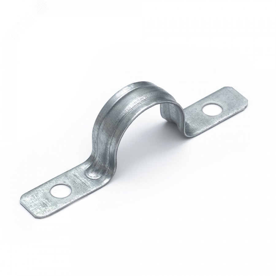 Изображение товара Скоба металлическая двухлапковая усиленная противопожарная СМДУ d25-26 мм отв. d 6,5 мм (100 шт/уп) (шт)