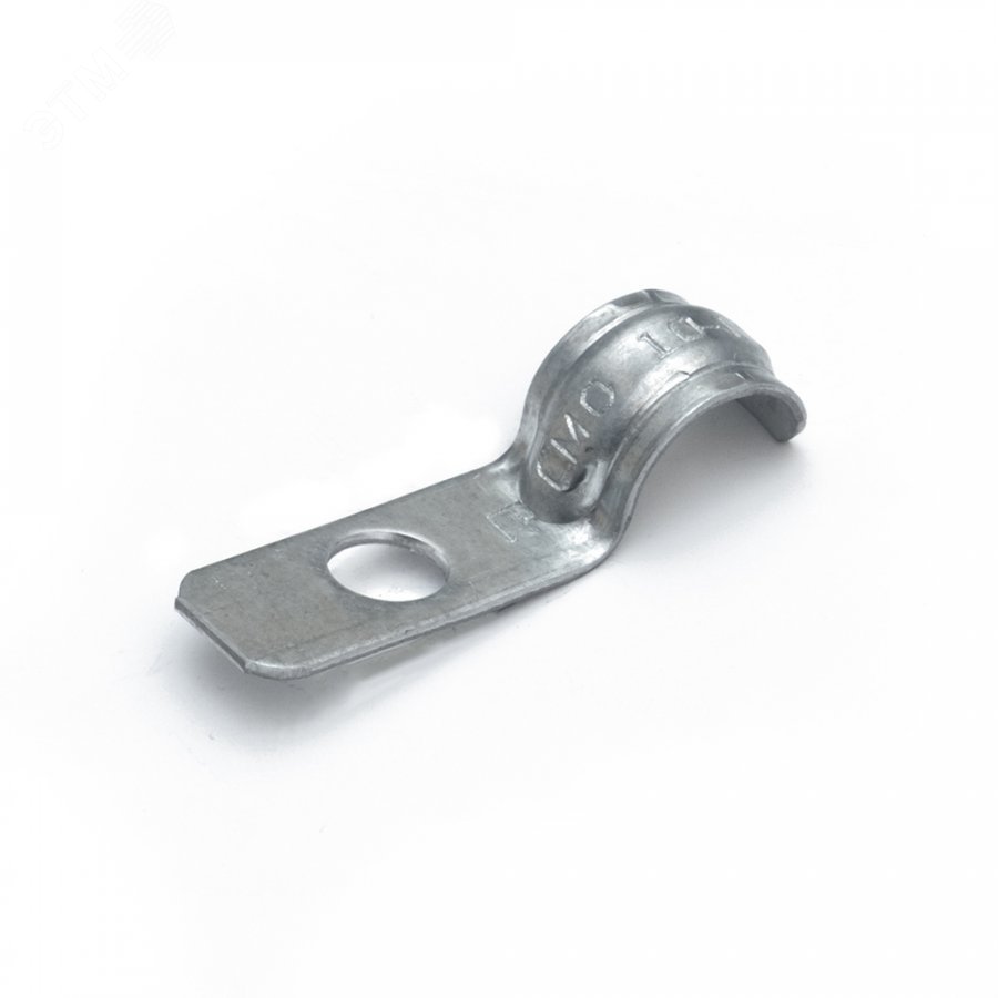 Изображение товара Скоба металлическая однолапковая усиленная противопожарная СМОУ d10-11 мм отв. d 6,5 мм (100 шт/уп) (шт)