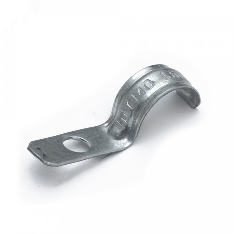 Изображение товара Скоба металлическая однолапковая усиленная противопожарная СМОУ d16-17 мм отв. d 6,5 мм (100 шт/уп) (шт)