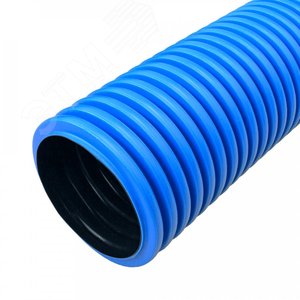 Труба гофрированная двустенная из ПНД жесткая тип 750 синяя PR15.0078 Промрукав