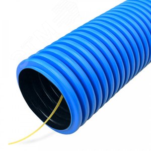 Труба гофрированная двустенная ПНД жесткая тип 750 (SN8) синяя д200 5,7м (11,4м/уп)