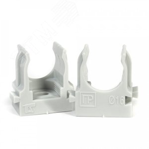 Изображение товара Крепеж-клипса для труб для прямого монтажа серая в гофроящике d16 мм (1400шт/кор) (шт)