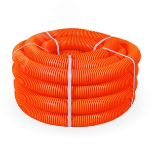 Труба гофрированная ПНД тяжёлая 750 Н безгалогенная (HF) оранжевая с/з д40 (15 м/960 м уп/пал) PR02.0211 Промрукав - 3