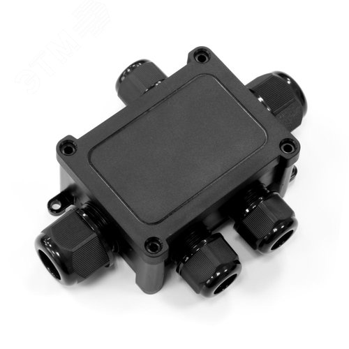 Изображение товара Коробка распределительная 5-вводная IP68 ПА66 40А 450В d5-14 мм 135х96х42 черная (шт)