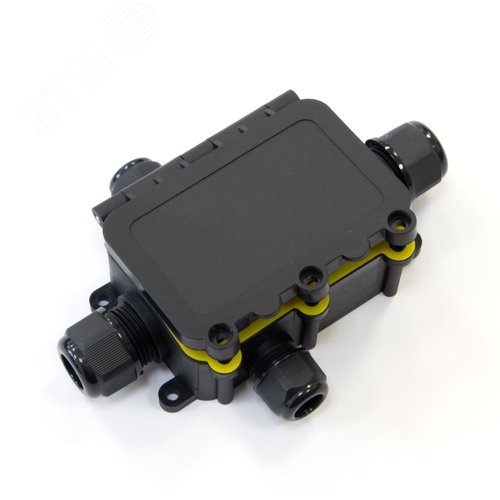 Изображение товара Коробка распределительная с откидной крышкой 4-вводная IP68 ПА66 40А 450В d3,5-12 мм 131х95х37 (шт)