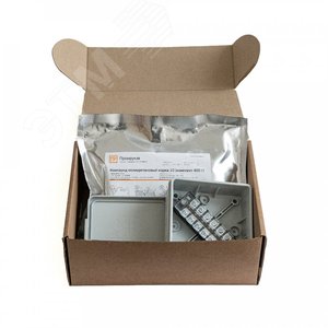 Коробка распределительная двухкомпонентная (HF) в комплекте с компаундом и с 6-кл. зажимами, сечение до 2,5 мм, 100х100х40 серая
