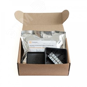Коробка распределительная двухкомпонентная (HF) в комплекте с компаундом и с 6-кл. зажимами, сечение до 2,5 мм, 100х100х40 черная PR80.0177 Промрукав