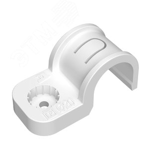 Крепеж-скоба пластиковая односторонняя для прямого монтажа белая в п/э д20 (50шт/600шт уп/кор)