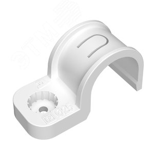 Крепеж-скоба пластиковая односторонняя для прямого монтажа белая в п/э д25 (50шт/450шт уп/кор)