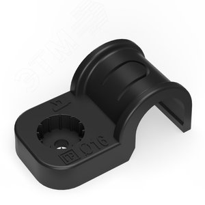 Крепеж-скоба пластиковая односторонняя для прямого монтажа черная в п/э д16 (50шт/750шт уп/кор)