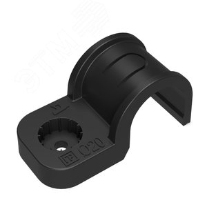 Крепеж-скоба пластиковая односторонняя для прямого монтажа черная в п/э д20 (50шт/600шт уп/кор)