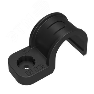 Крепеж-скоба пластиковая односторонняя для прямого монтажа черная в п/э д25 (50шт/450шт уп/кор)