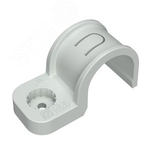 Крепеж-скоба пластиковая односторонняя для прямого монтажа серая в п/э д25 (50шт/450шт уп/кор)