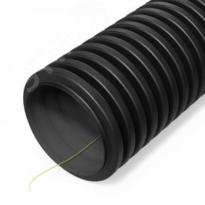 Труба гофрированная двустенная ПНД гибкая тип 450 (SN12) стойкая к ультрафиолету с/з черная d110 мм (50м/уп)