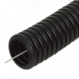 Изображение товара Труба гофрированная ПП легкая 350 Н безгалогенная (HF) стойкая к ультрафиолету черная с/з dвн 24,3 мм, dнар 32 мм (25м/1375м уп/пал) Промрукав (м)