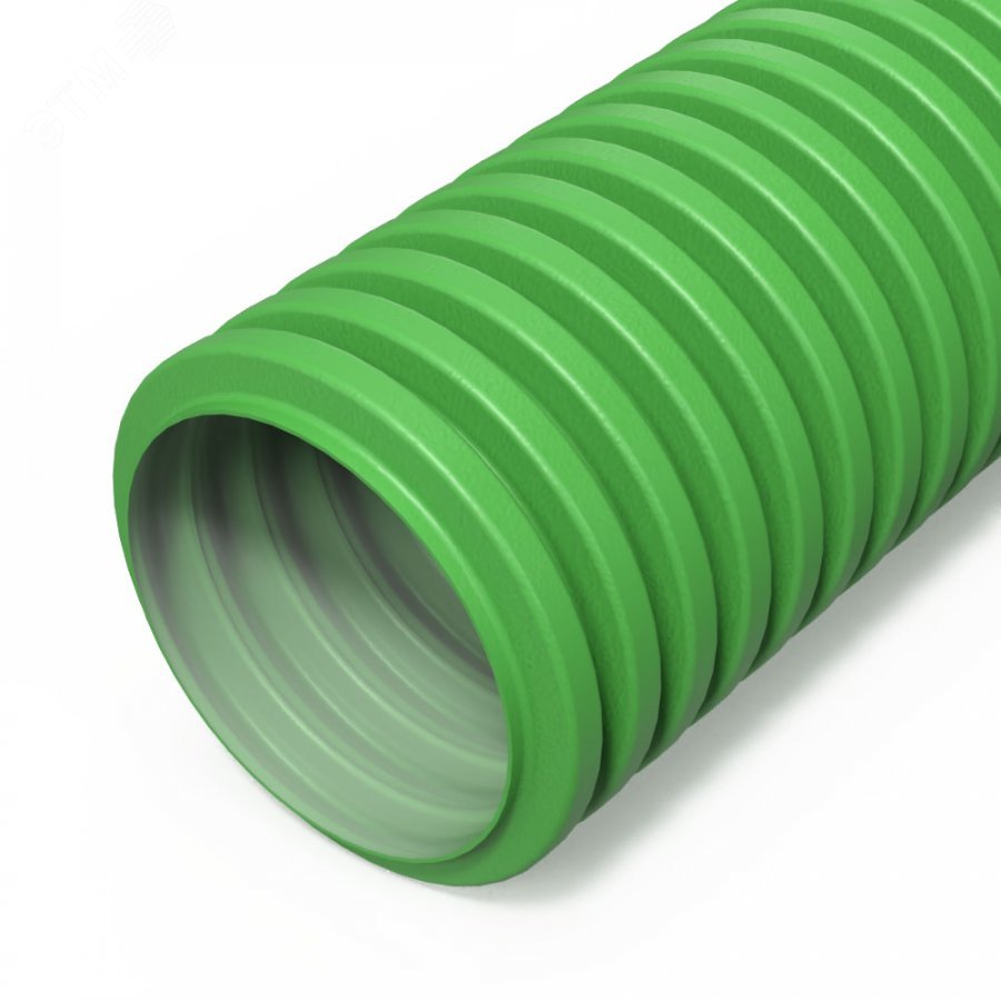 ТрубагофрированнаядвустеннаяПНДгибкаявентиляционнаязеленая(RAL6018)d90мм(50м/уп)
