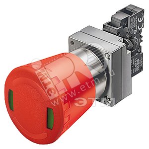 22MM METAL ROUND COMPLETE UNIT COMBINATION: EMERGEN.-STOP MUSHR.PUSHB. 40MM LATCH. C ROT.-TO-UNLATCH MECH. WITH YELLOW BACKING PLATE SCREW TERMINAL, 1NC WITH HOLDER RED INSCRIPTION: EMERGENCY STOP