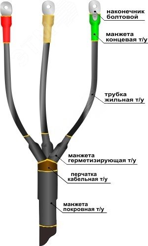 Муфта кабельная концевая 1ПКВ(Н)ТпНнг-LS-3х(35-50) с наконечниками болтовыми  Нева-Транс Комплект - превью 2