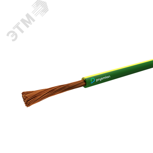 Провод силовой установочный ПуГВнг(А)-LS 1х2,5 (100м) желто-зеленый - фото 1