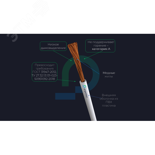 Провод установочный ПуГВнг(А)-LS 1х0.5Желто-зеленый - фото 4