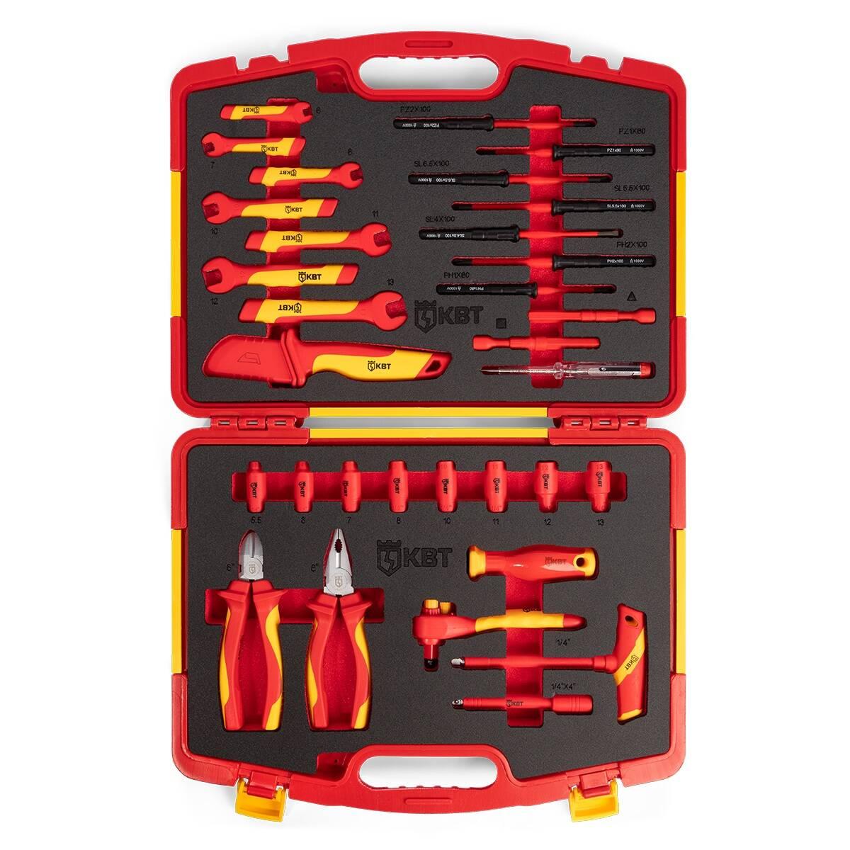 Набор диэлектрического инструмента НИИ-14 серия ПРОФИ торцевые шестигранные головки с трещоткой для работ под напряжением до 1000 В, стандарт VDE