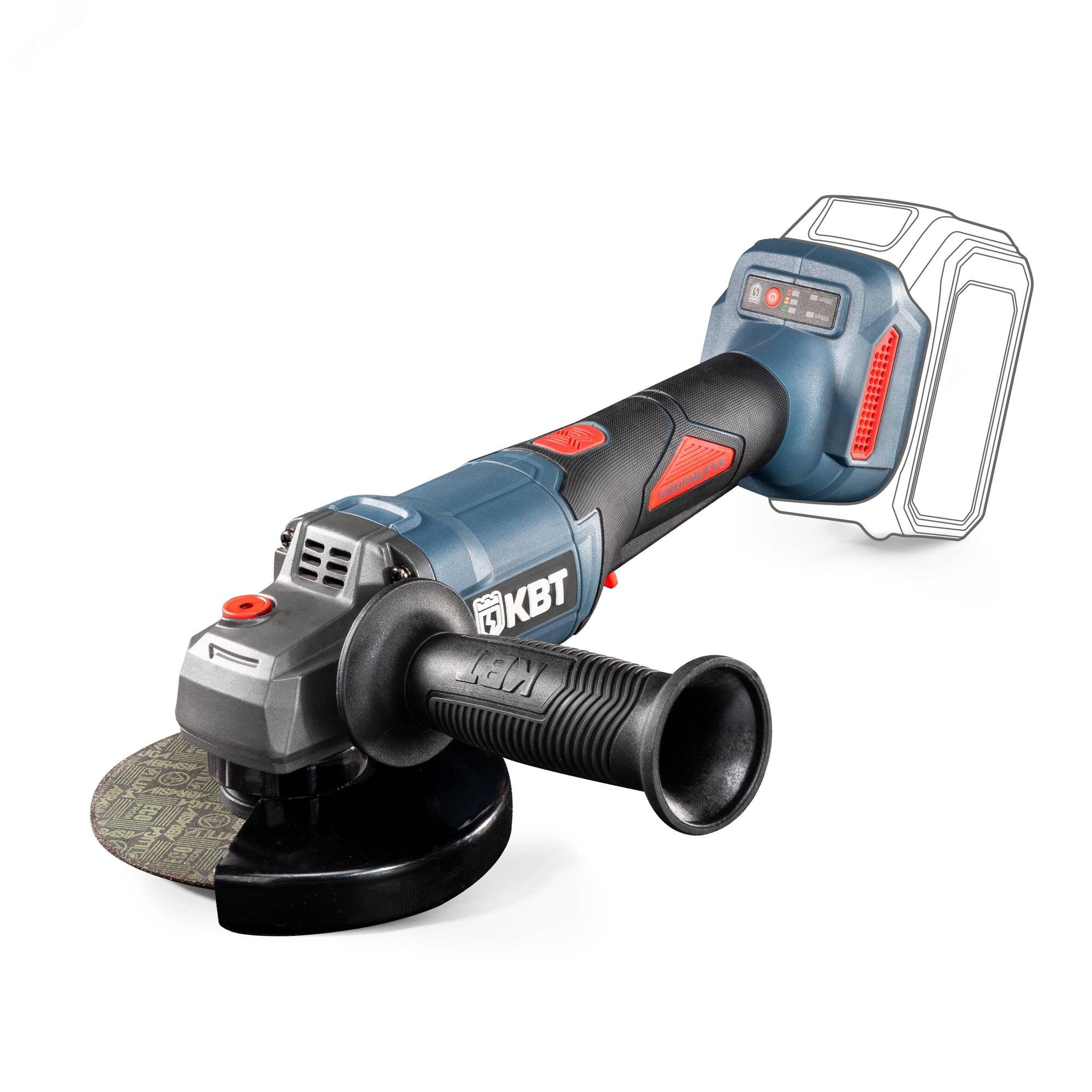 Изображение товара Угловая шлифовальная машина GB-20-125R серия ПРОФИ без АКБ и ЗУ с поворотной головой