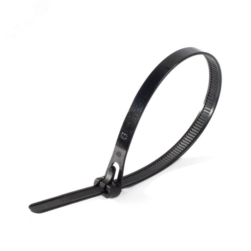 Изображение товара Стяжка нейлоновая КСР 7.5x250 черная, 100 шт, монтаж и крепление кабелей