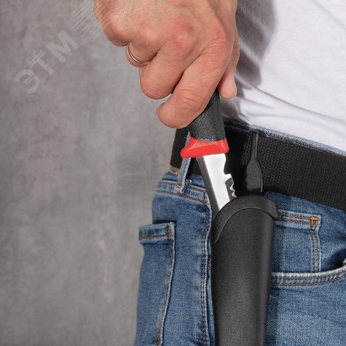 Нож универсальный KF-02 серия ПРАКТИК с фиксированным лезвием из нержавеющей стали, серейторной заточкой и стропорезом на обухе - фото 7